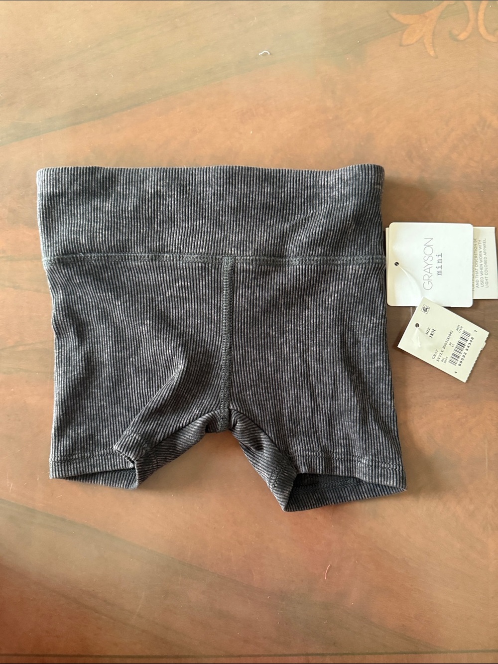 Grayson Ribbed Bike Shorts for Kids - Charcoal Gray